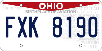 OH license plate FXK8190