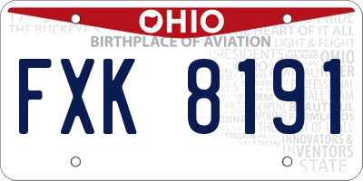 OH license plate FXK8191