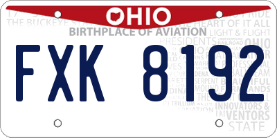 OH license plate FXK8192