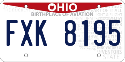 OH license plate FXK8195