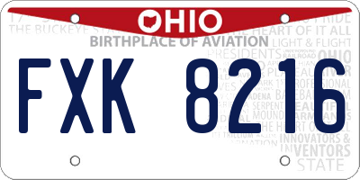 OH license plate FXK8216