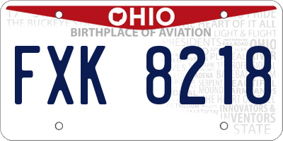 OH license plate FXK8218
