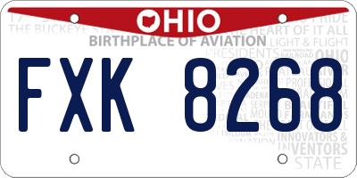 OH license plate FXK8268