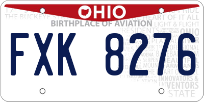 OH license plate FXK8276