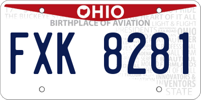 OH license plate FXK8281