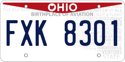 OH license plate FXK8301