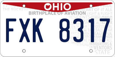 OH license plate FXK8317