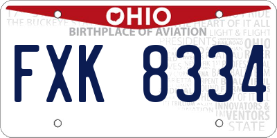 OH license plate FXK8334