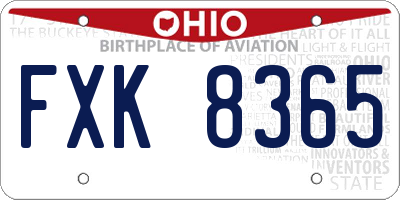 OH license plate FXK8365