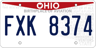 OH license plate FXK8374