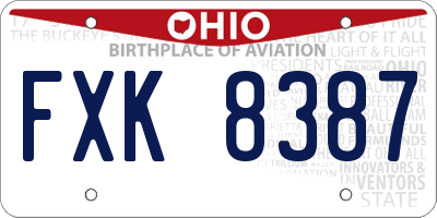OH license plate FXK8387