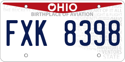 OH license plate FXK8398