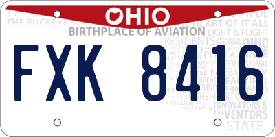 OH license plate FXK8416