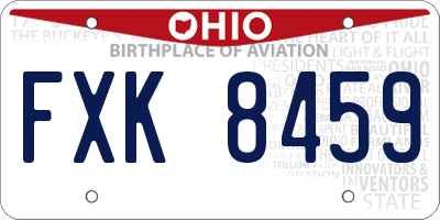 OH license plate FXK8459