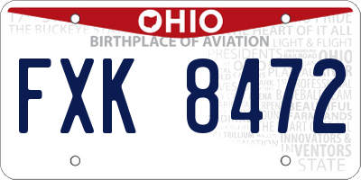 OH license plate FXK8472