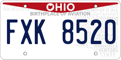 OH license plate FXK8520