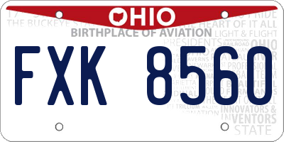 OH license plate FXK8560