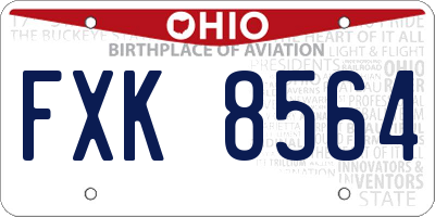 OH license plate FXK8564