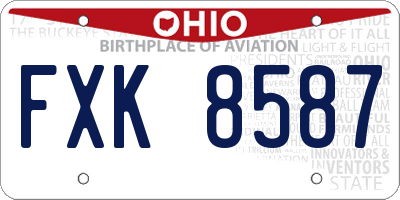 OH license plate FXK8587
