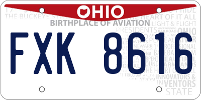OH license plate FXK8616