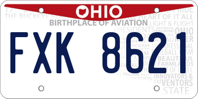 OH license plate FXK8621