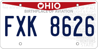 OH license plate FXK8626