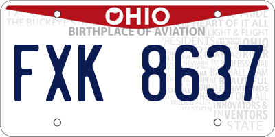 OH license plate FXK8637