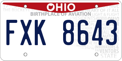 OH license plate FXK8643