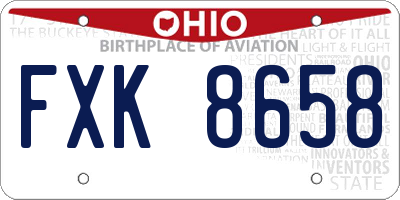 OH license plate FXK8658