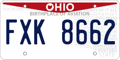 OH license plate FXK8662