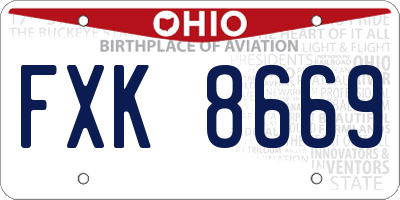 OH license plate FXK8669