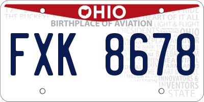 OH license plate FXK8678
