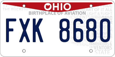 OH license plate FXK8680