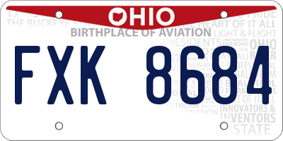OH license plate FXK8684