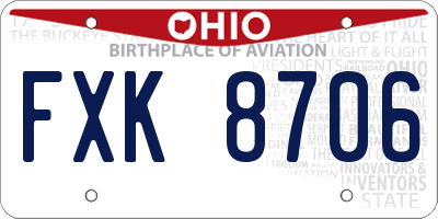 OH license plate FXK8706