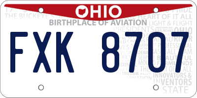 OH license plate FXK8707