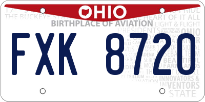 OH license plate FXK8720