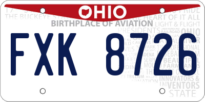 OH license plate FXK8726