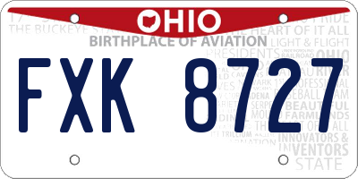 OH license plate FXK8727