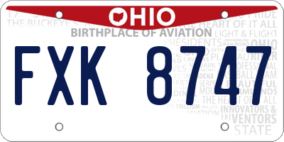 OH license plate FXK8747