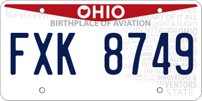 OH license plate FXK8749