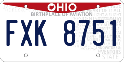 OH license plate FXK8751