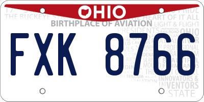 OH license plate FXK8766