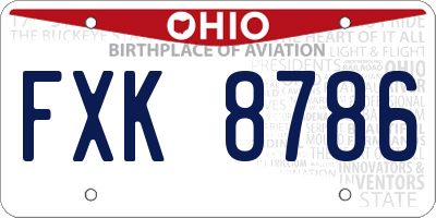 OH license plate FXK8786