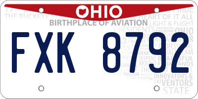 OH license plate FXK8792