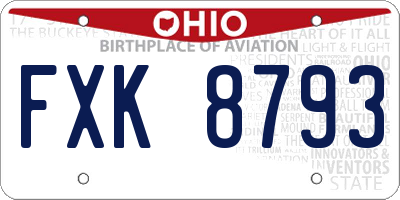 OH license plate FXK8793