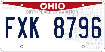 OH license plate FXK8796