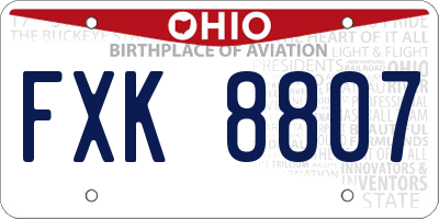 OH license plate FXK8807
