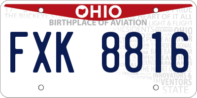 OH license plate FXK8816