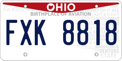 OH license plate FXK8818